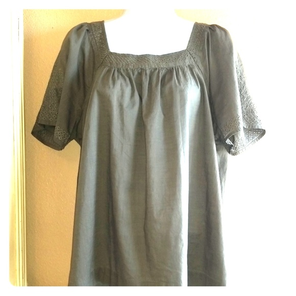 Embroidered Army Green Blouse - Picture 1 of 5